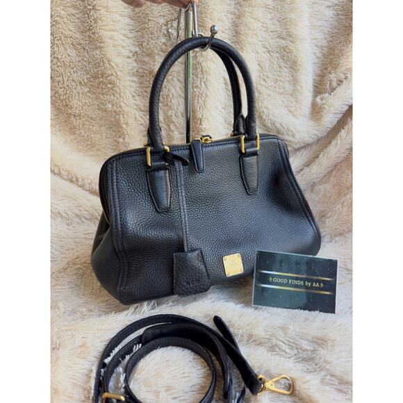 MCM Pebbled Leather Two-Way Handbag - Black - Picture 2 of 15